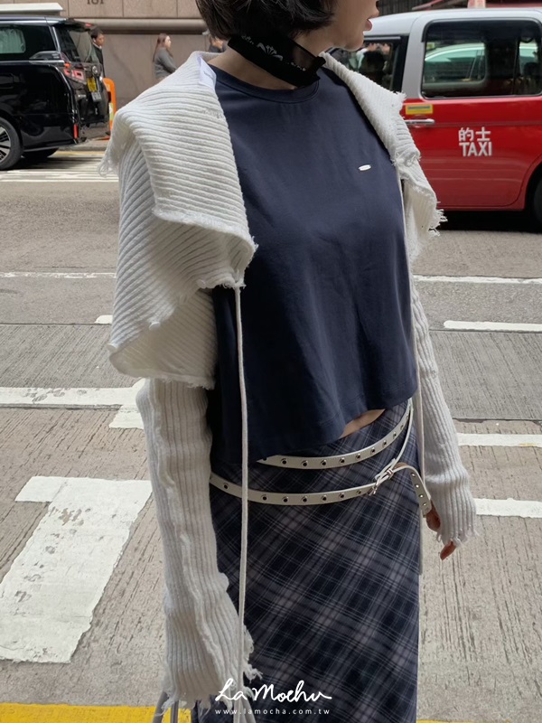 復古格紋雪紡魚尾裙